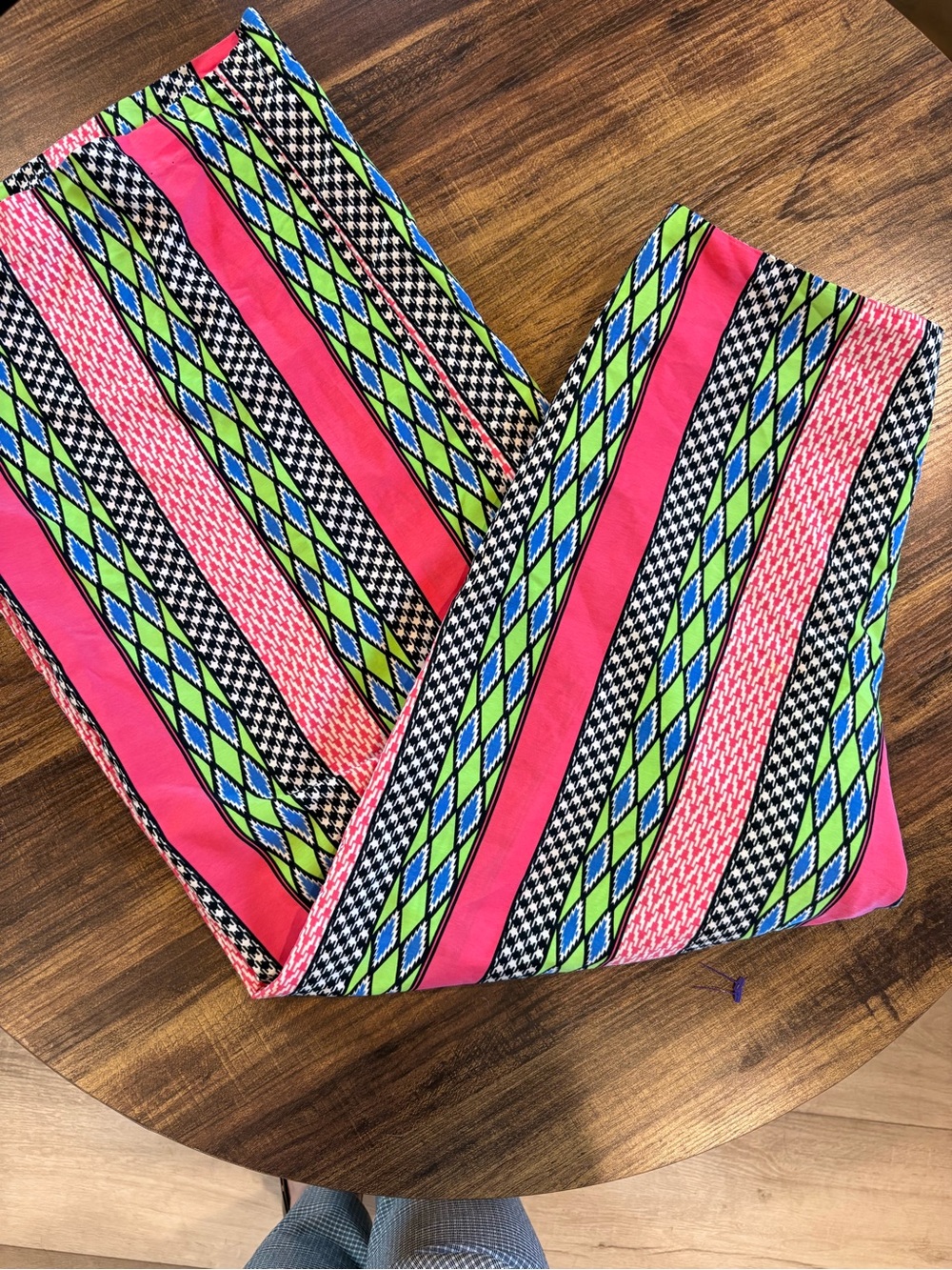Wide-Leg Women's Pants in Pink Multi-Stripe Print